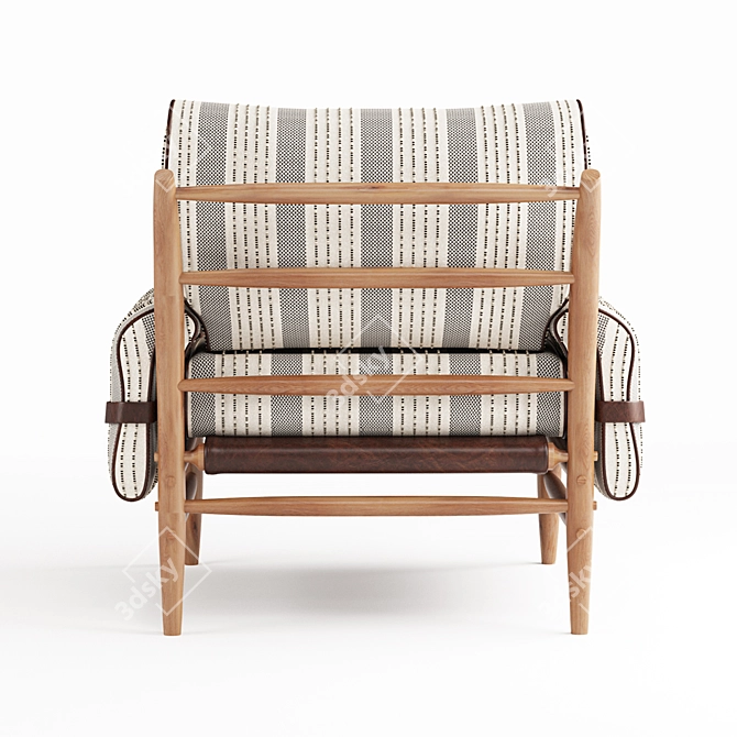 Handcrafted Maple Striped Chair 3D model image 4