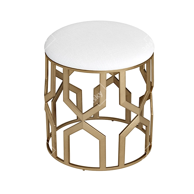 Modern Geometric Accent Stool with Antique Brass Finish 3D model image 2