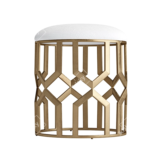 Modern Geometric Accent Stool with Antique Brass Finish 3D model image 3