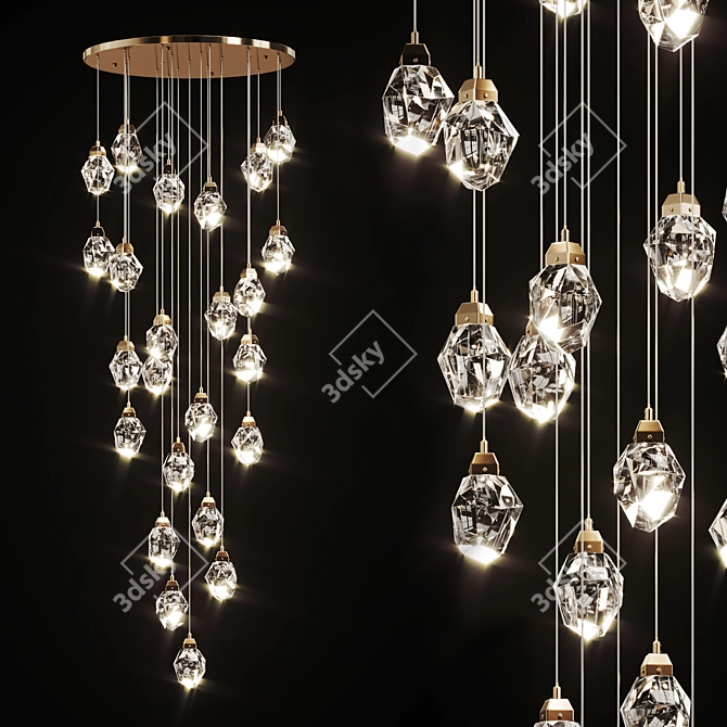 Elegant Crystal Pendant Lamp 3D model image 1