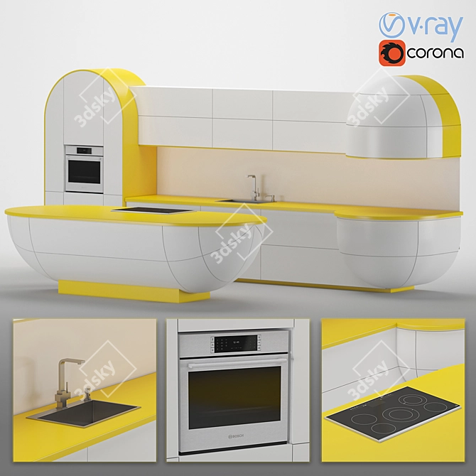 Modern Fantasy Kitchen 3D model image 6