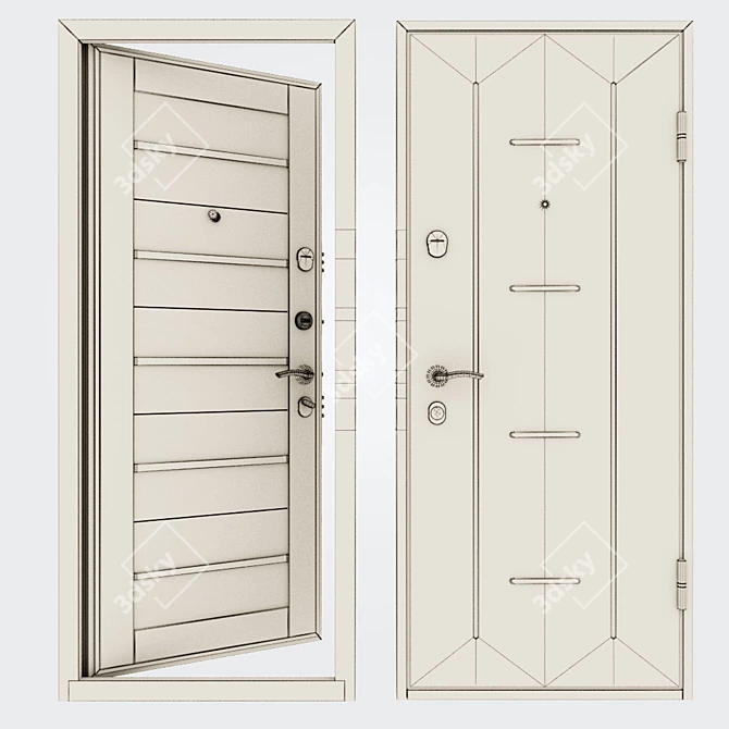 Title: Stylish Steel Entrance Door - DELTA-112 3D model image 2