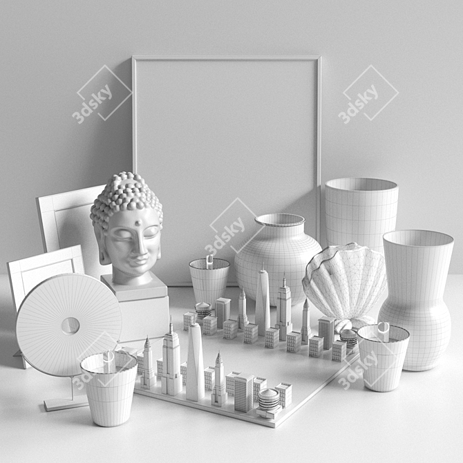 Minimalist Chess Decor Set 3D model image 2