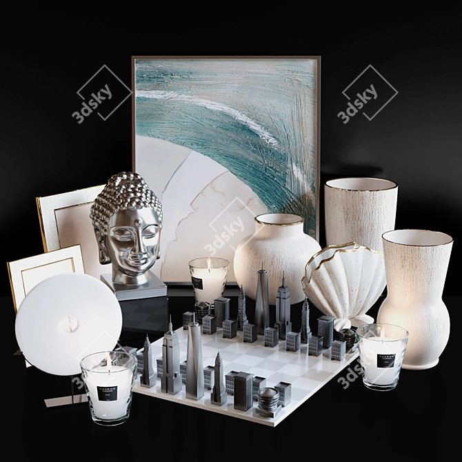 Minimalist Chess Decor Set 3D model image 3