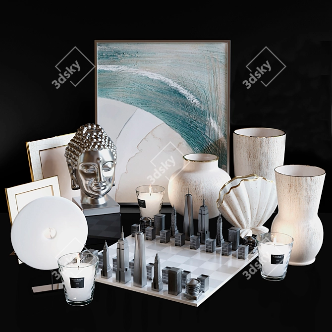 Minimalist Chess Decor Set 3D model image 4