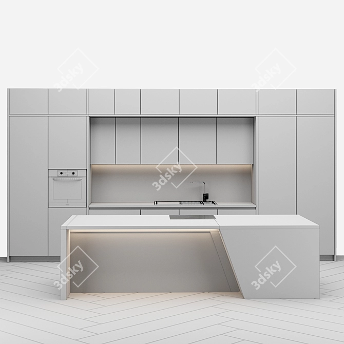 Modern Kitchen Set 2 3D model image 4