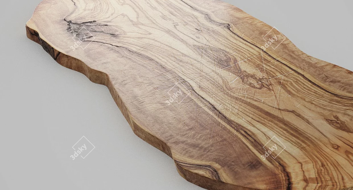 Rustic Olive Wood Chopping Board 3D model image 3