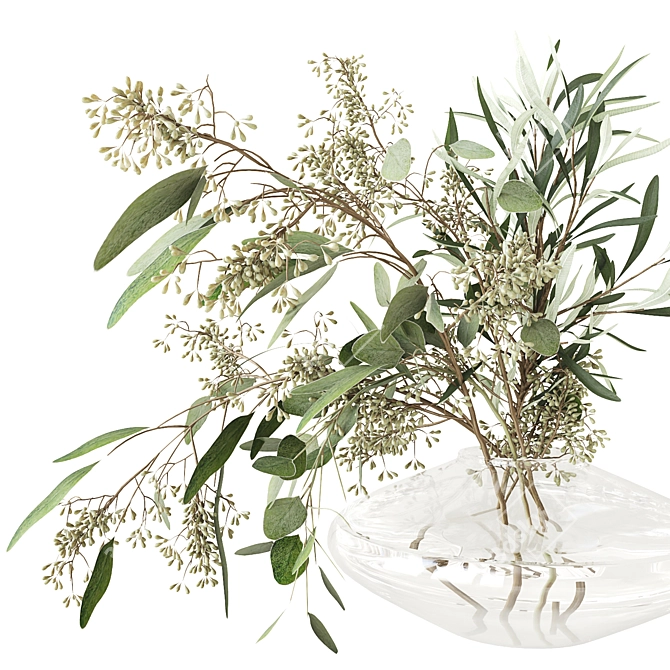 Fresh Green Eucalyptus Bouquet 3D model image 2