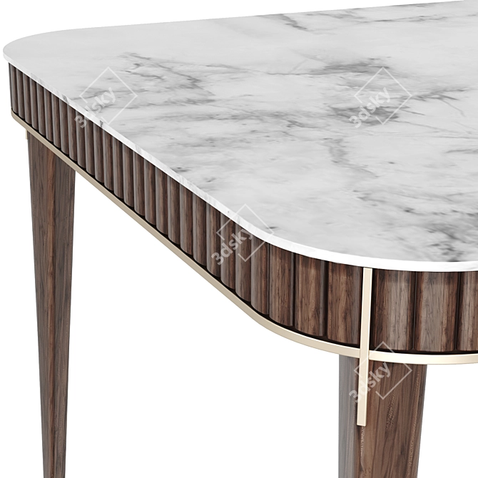 Eden-Rock Rectangular Dining Table - Elegant Cherry Wood and Marble Design 3D model image 4