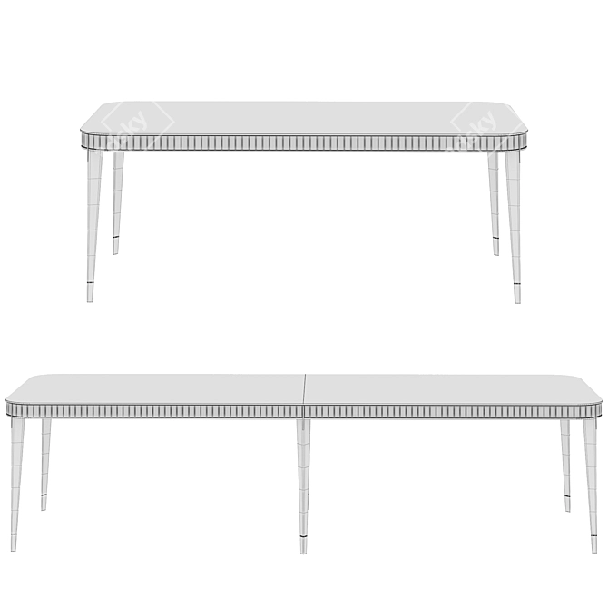 Eden-Rock Rectangular Dining Table - Elegant Cherry Wood and Marble Design 3D model image 5