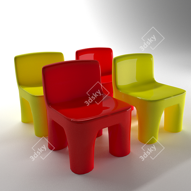 Playful Kids Chair 3D model image 2