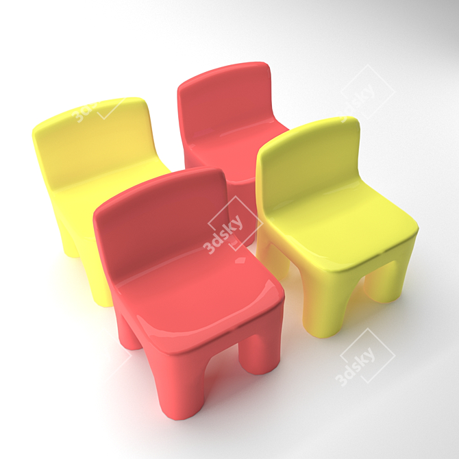 Playful Kids Chair 3D model image 4