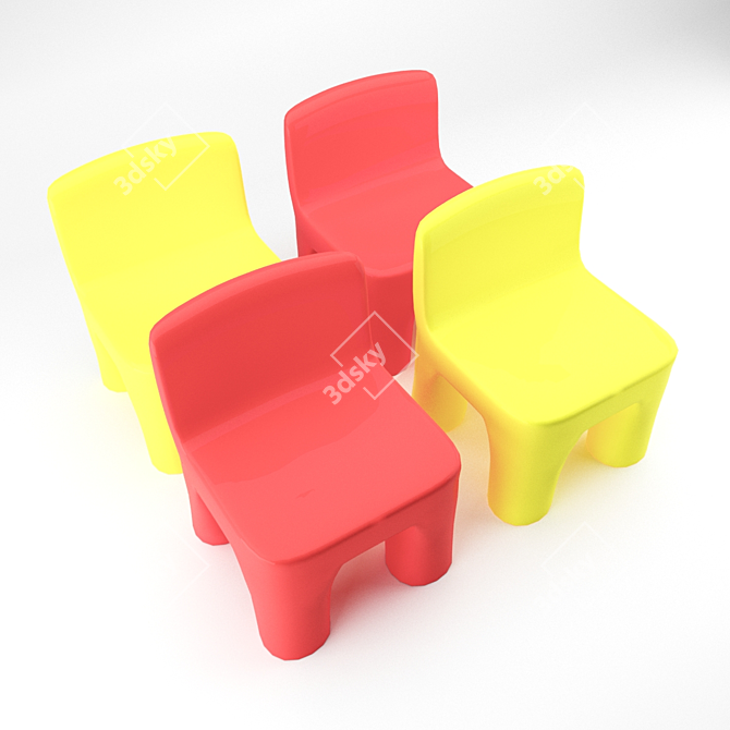 Playful Kids Chair 3D model image 6