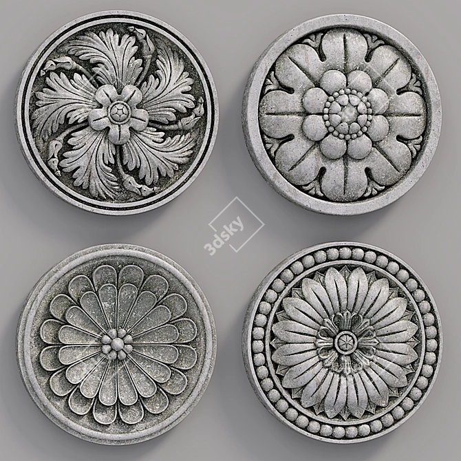 Elegant Wall Rosettes Set 3D model image 3