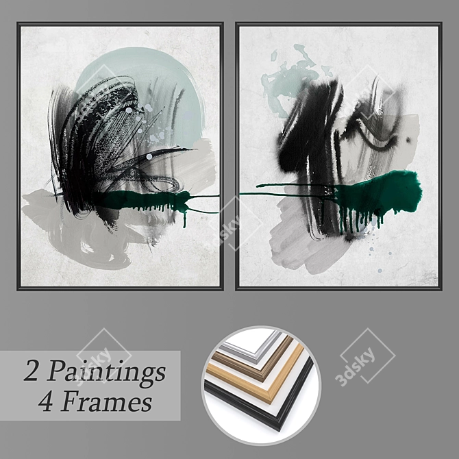 Modern Wall Art Set with Multiple Frames 3D model image 1