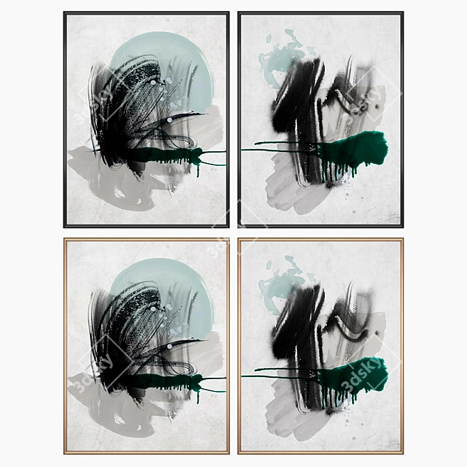 Modern Wall Art Set with Multiple Frames 3D model image 2