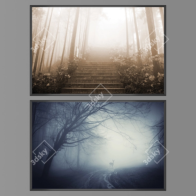 Contemporary Wall Art Set with Multiple Frame Options 3D model image 1