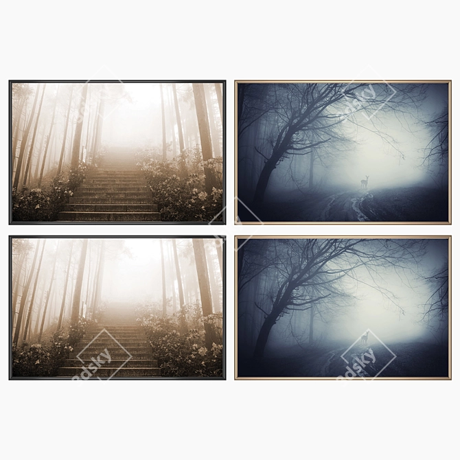 Contemporary Wall Art Set with Multiple Frame Options 3D model image 2
