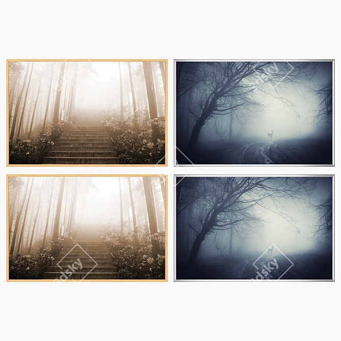 Contemporary Wall Art Set with Multiple Frame Options 3D model image 3