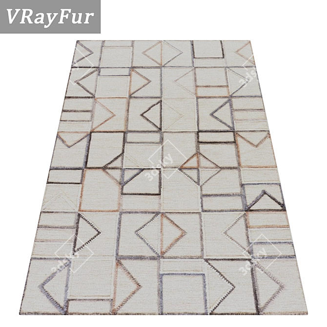 3-Piece High-Quality Carpet Set 3D model image 2