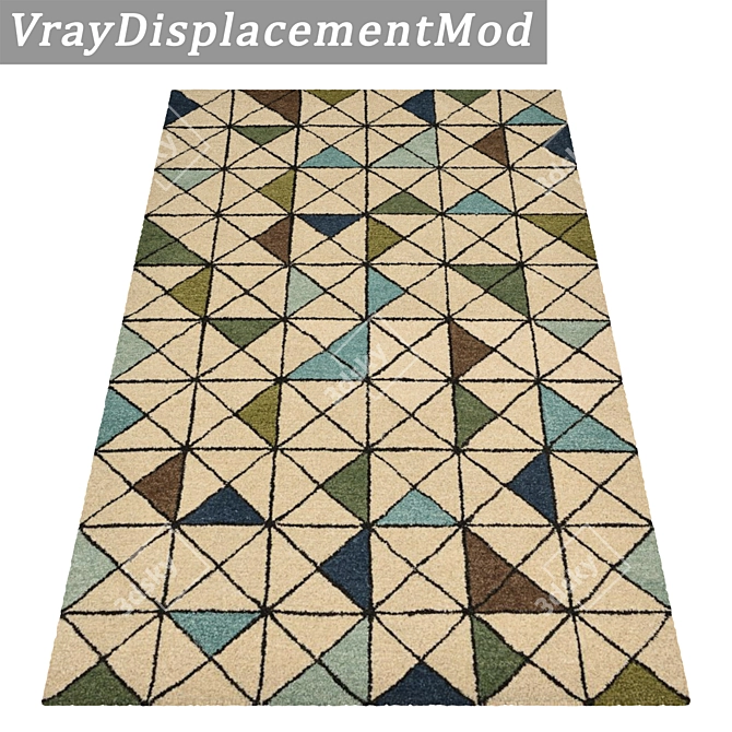 3-Piece High-Quality Carpet Set 3D model image 3