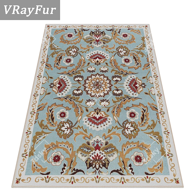 Luxury Carpets Collection: Set of 3 High-Quality Textured Rugs 3D model image 2