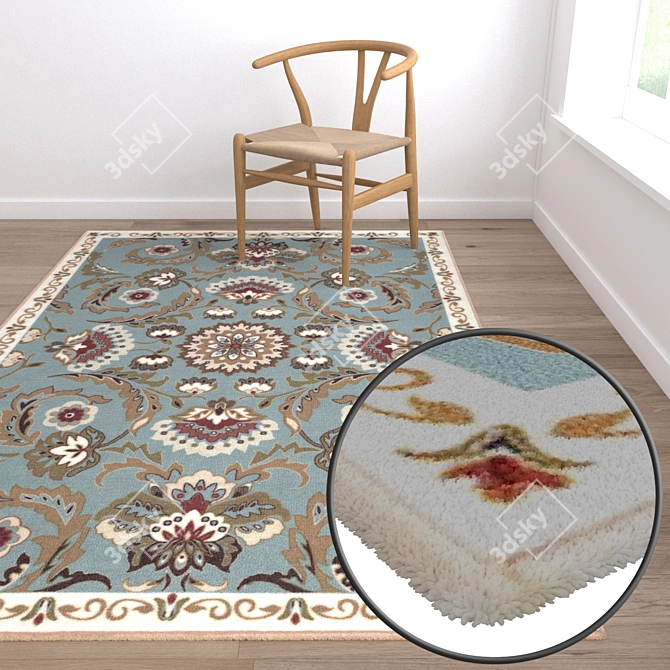 Luxury Carpets Collection: Set of 3 High-Quality Textured Rugs 3D model image 5