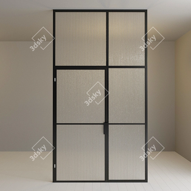 Modern Glass Partition Door 3D model image 2