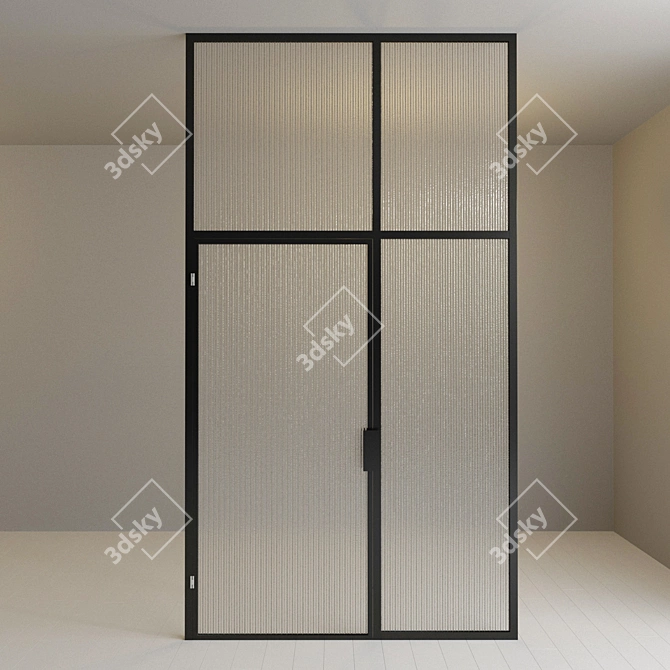 Modern Glass Partition Door 3D model image 2