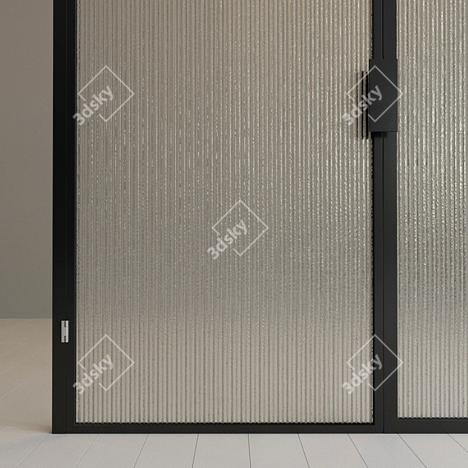 Sleek Glass Partition with Door 3D model image 2