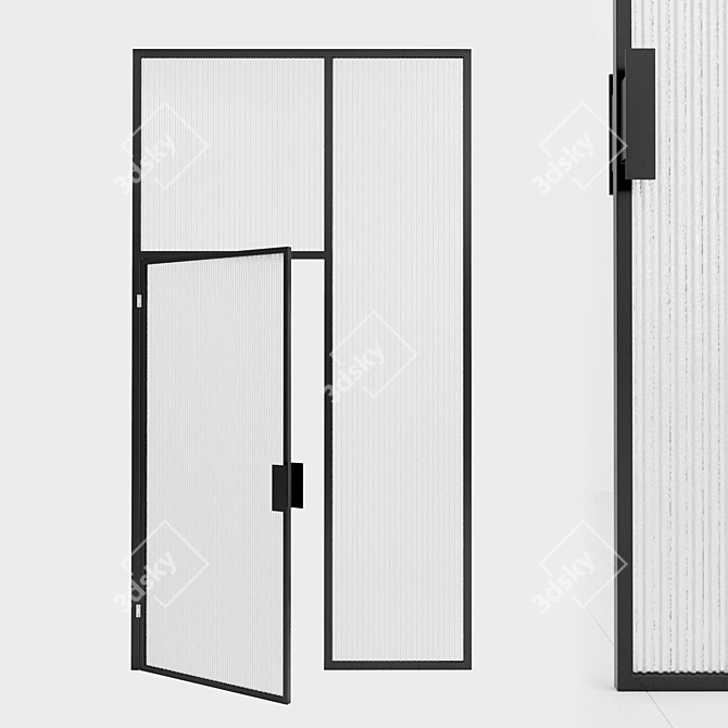 Glass Partition Door  Modern Metal and Stained Glass 3D model image 1