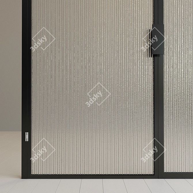 Glass Partition Door  Modern Metal and Stained Glass 3D model image 2