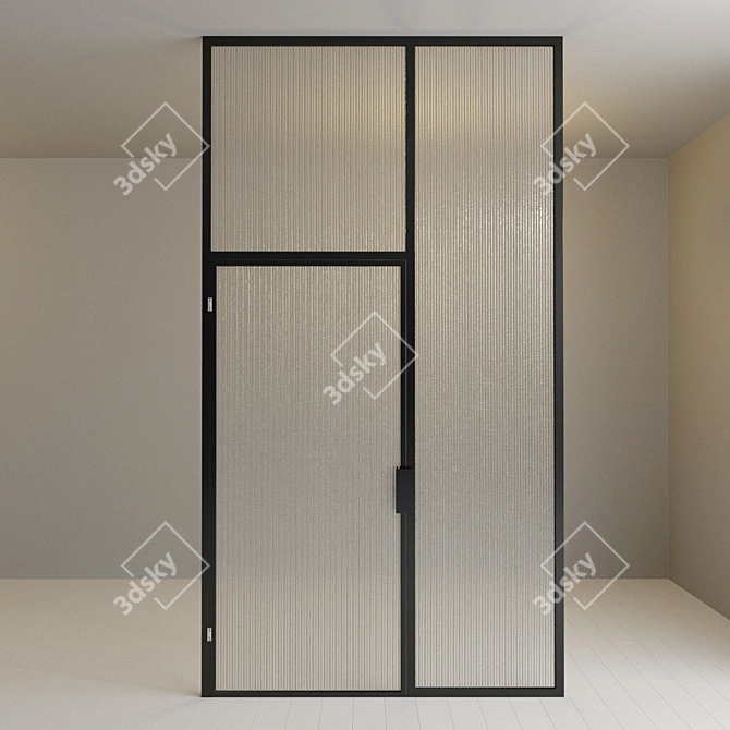 Glass Partition Door  Modern Metal and Stained Glass 3D model image 3