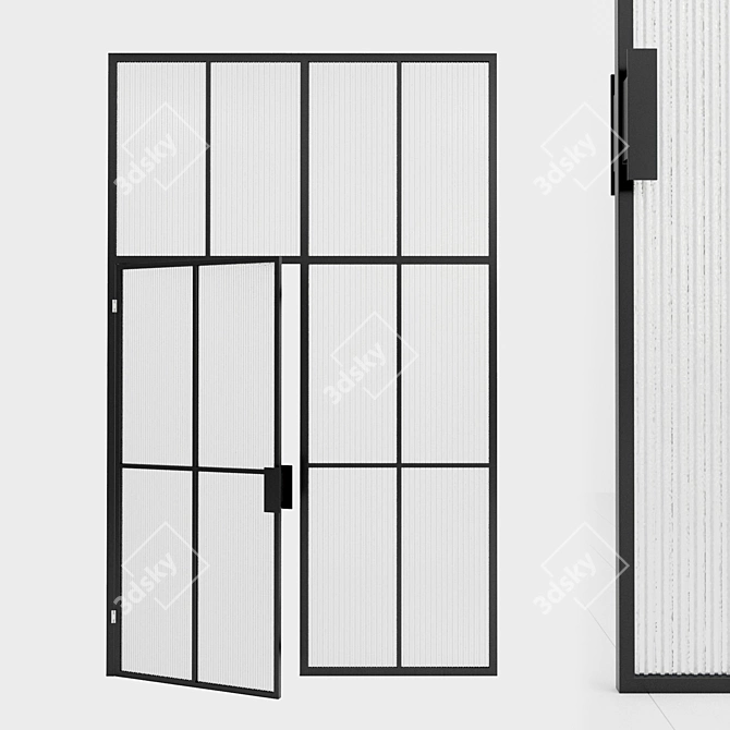 Sleek Glass Partition Door 3D model image 1