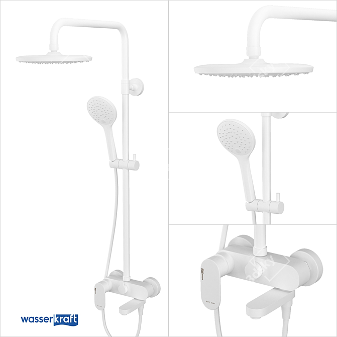 Mindel White Shower Set 3D model image 1