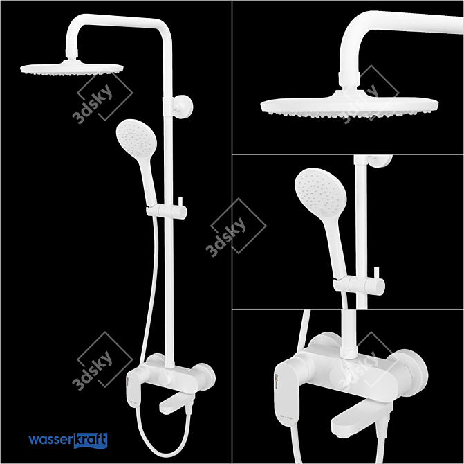 Mindel White Shower Set 3D model image 2