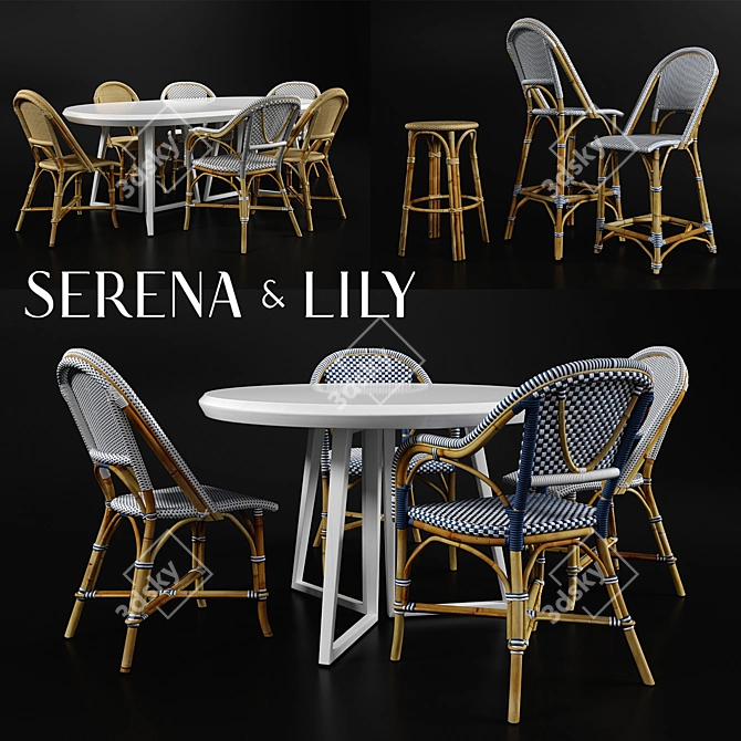 Serena & Lily Bar Table Set 3D model image 1