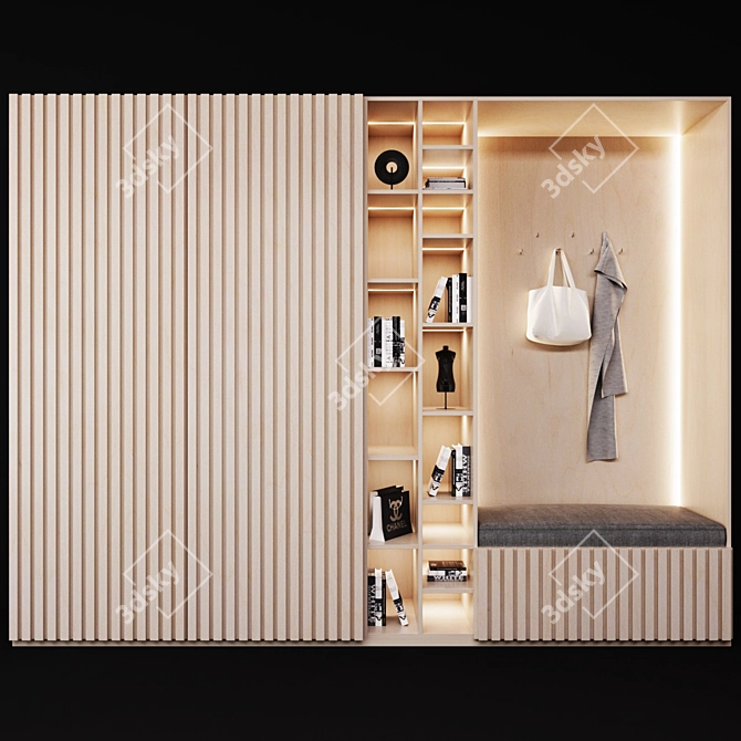 Modern Plywood Hallway 3D model image 1