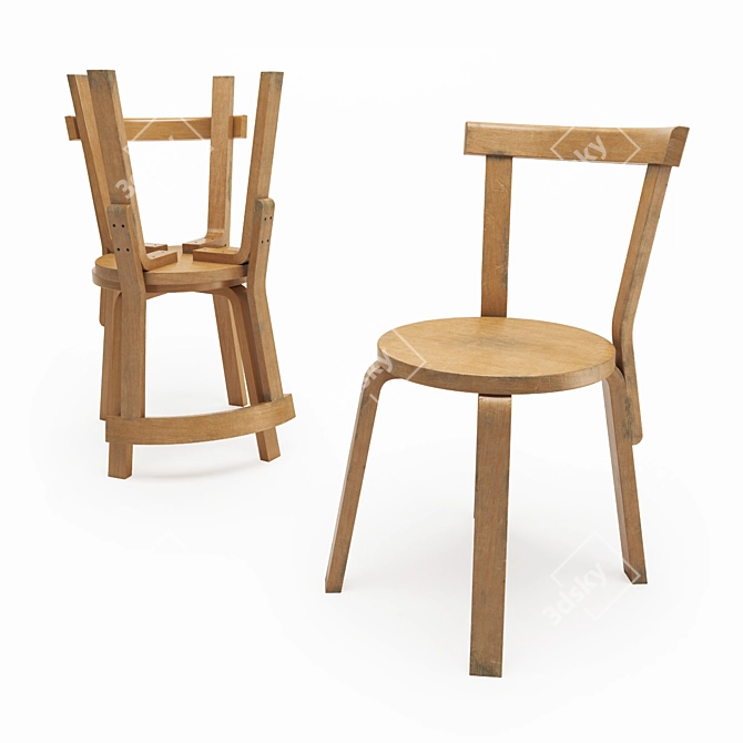 Timeless Elegance: Vintage Chair 68 3D model image 4