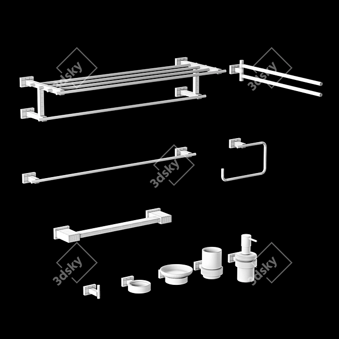 Sleek Grohe Cube Bathroom Set 3D model image 4