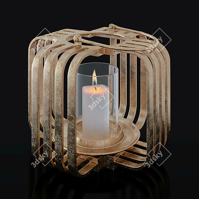 Elegant Golden Cage Candleholder 3D model image 1