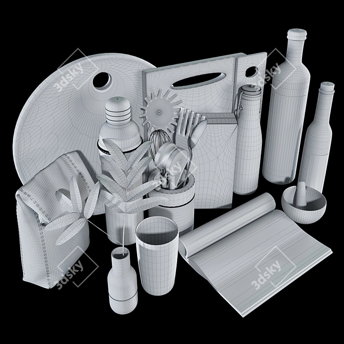 Compact Kitchen Accessory Set 3D model image 3