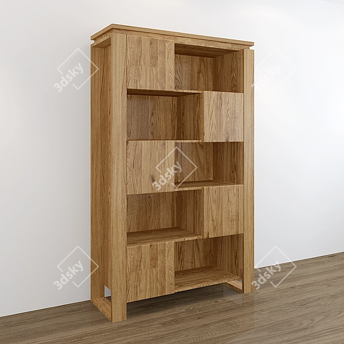 Chessboard-inspired Bergen Oak Rack 3D model image 2