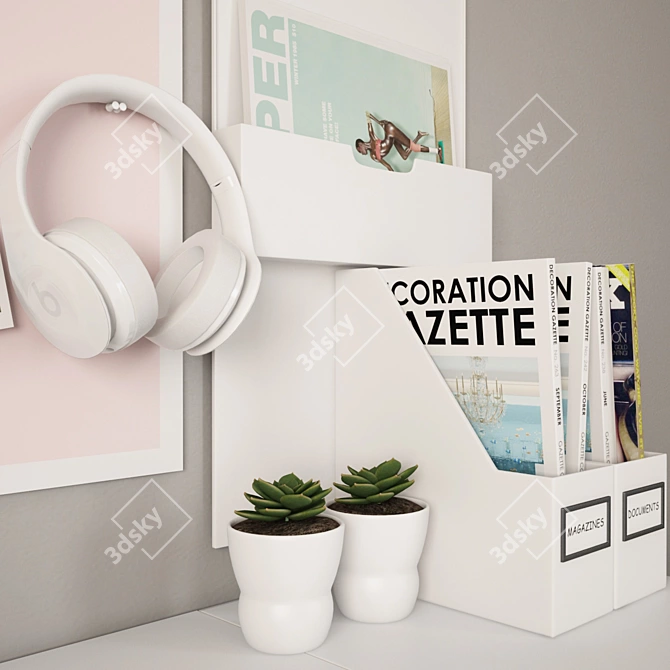 Customizable Desk Set with Swivel Chair 3D model image 3