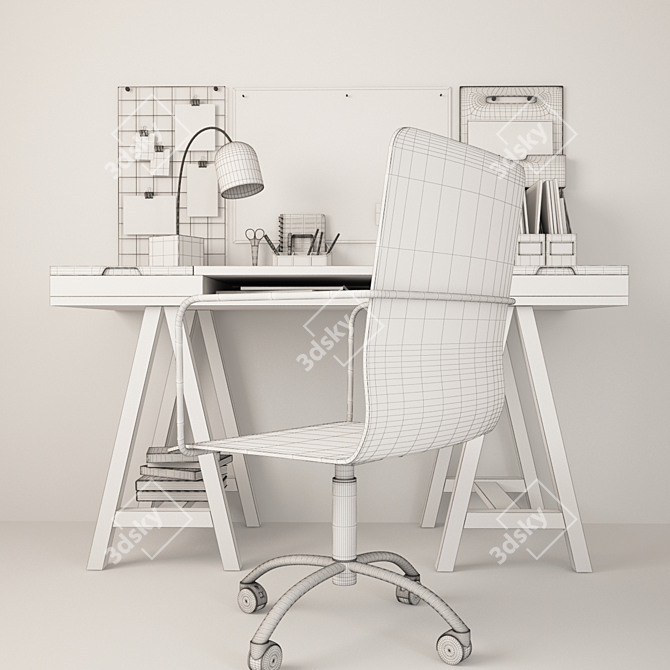 Customizable Desk Set with Swivel Chair 3D model image 4