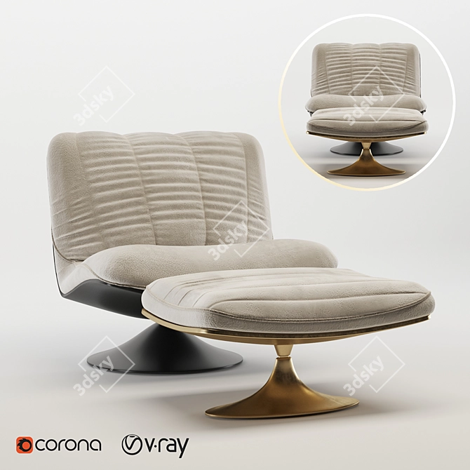 Luxury Armchair: Corona 4 & Vray 3dsmax 2016 Model 3D model image 1