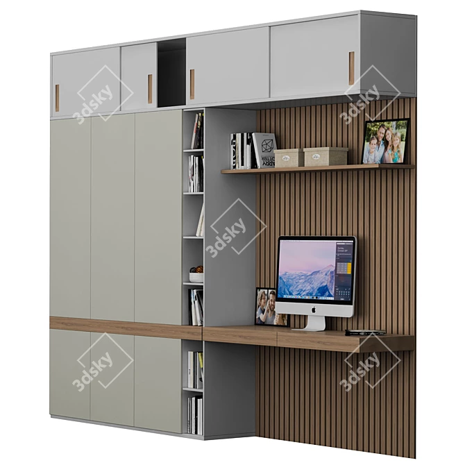 Versatile Home Office Shelf 3D model image 2