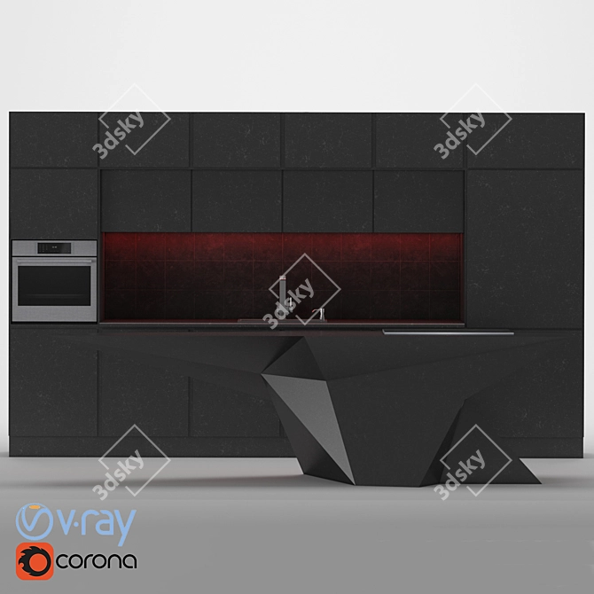 Abstract Geometric Kitchen 3D model image 1