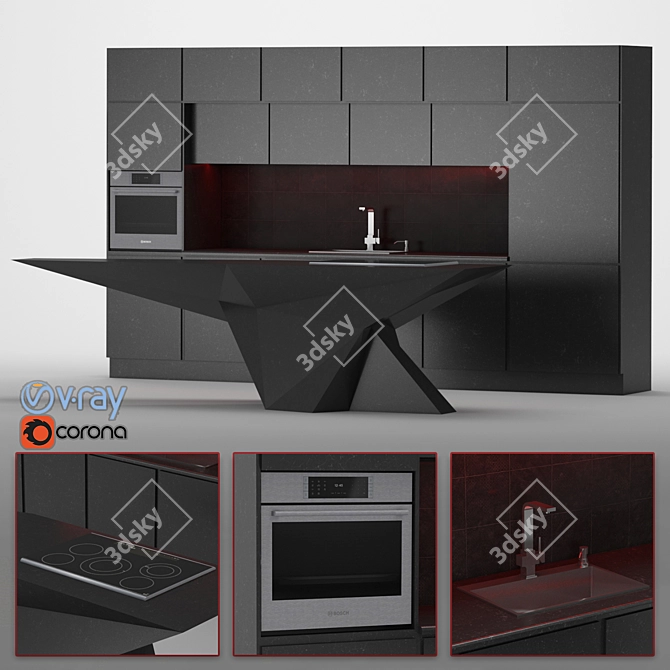 Abstract Geometric Kitchen 3D model image 5