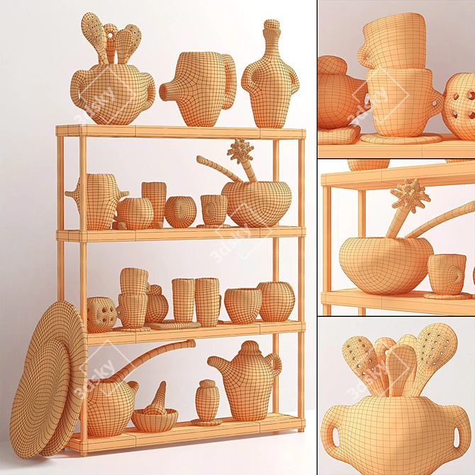 Clay Dishes Rack No.5: Effortlessly Organize Your Collection 3D model image 5